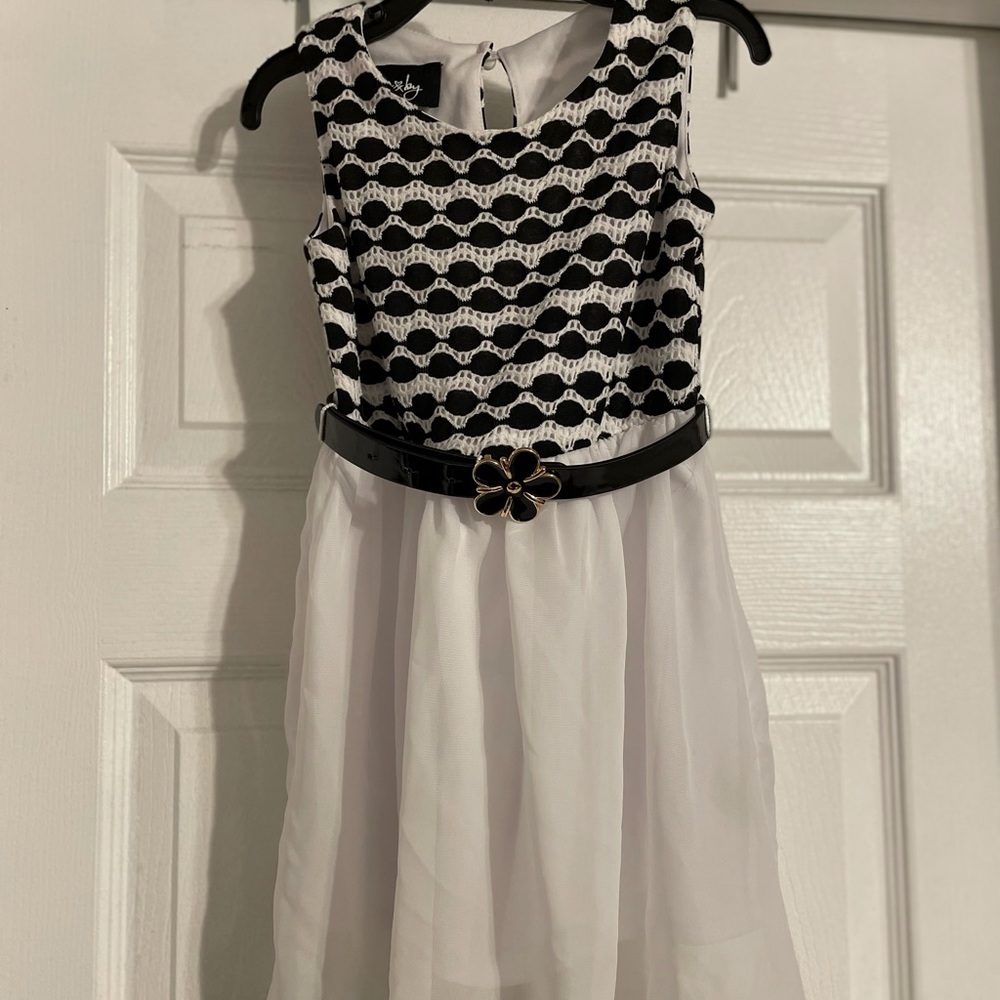 Black & White Belted Dress by By & By